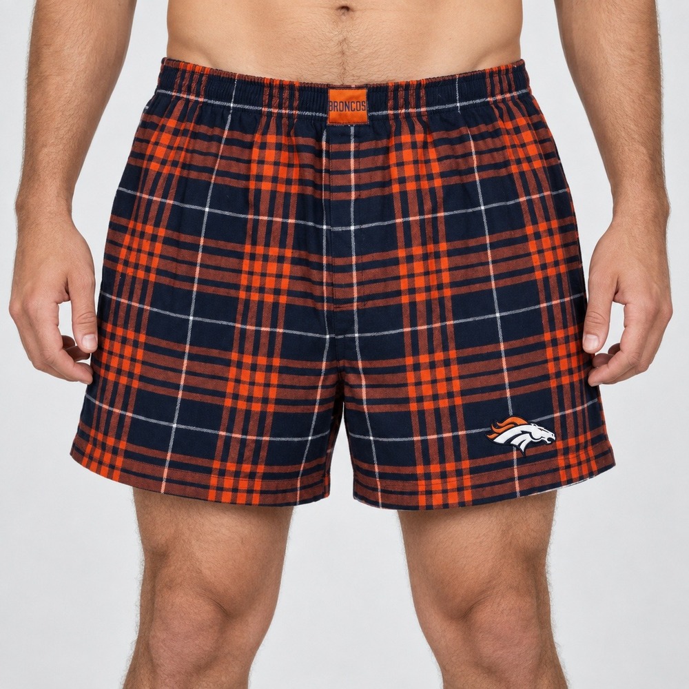 Denver Broncos NFL Team Apparel Mens XL Plaid Pajama Sleep Lounge Shorts